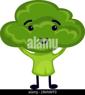 Simpatico personaggio di broccoli e verdure Illustrazione Vettoriale