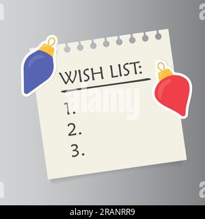 natale, la lista dei desideri di Babbo Natale sul frigorifero - illustrazione vettoriale Illustrazione Vettoriale