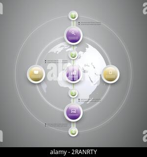 Concetto infografico - progettazione di diagrammi di flusso e sequenza temporale Illustrazione Vettoriale