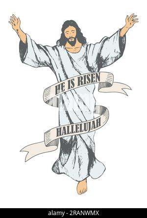 Illustrazione di schizzo dell'ascensione di Gesù Cristo Illustrazione Vettoriale