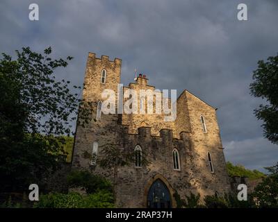 Arkwright's Apprentice House, un edificio del XVIII secolo, adiacente a Cressbrook Mill, Derbyshire, Regno Unito Foto Stock