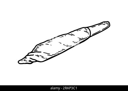 Cannabis joint. Illustrazione vettoriale disegnata a mano in stile di schizzo. Spliff di marijuana Illustrazione Vettoriale