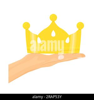 mano che regge la corona reale, simbolo di potere, gloria, vittoria, saggezza e ricchezza - illustrazione vettoriale Illustrazione Vettoriale