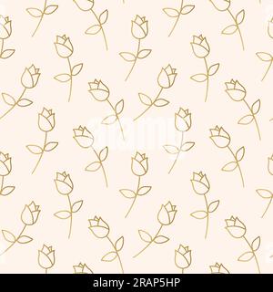 Motivo senza cuciture con fiori di rosa dorati; festa della mamma, matrimonio, sfondo di san valentino - illustrazione vettoriale Illustrazione Vettoriale