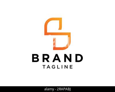 Logo S lettera iniziale astratta. Stile arancione isolato su sfondo bianco. Utilizzabile per logo aziendali e di branding. Modello di disegno con logo Flat Vector El Illustrazione Vettoriale