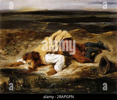 Un Brigand ferito mortalmente toglie la sete 1825 da Eugene Delacroix Foto Stock