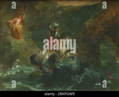 San Giorgio che combatte il drago, Perseo consegna Andromeda 1847 di Eugene Delacroix Foto Stock