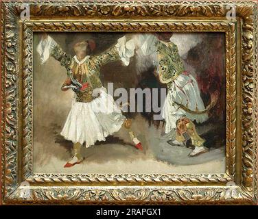 Due guerrieri greci che ballano (Study Costumes Souliotes) 1825 di Eugene Delacroix Foto Stock