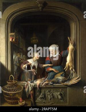 A Poulterer's Shop 1670 di Gerrit Dou Foto Stock