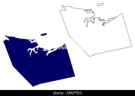 Pictou County (Canada, Provincia della nuova Scozia, Nord America) mappa illustrazione vettoriale, schizzo di scribble mappa di Siorramachd Phiogto Illustrazione Vettoriale