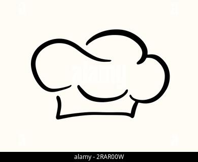 Chef Hat Line Art Drawing icona Cooking Logo Design Illustrazione Vettoriale