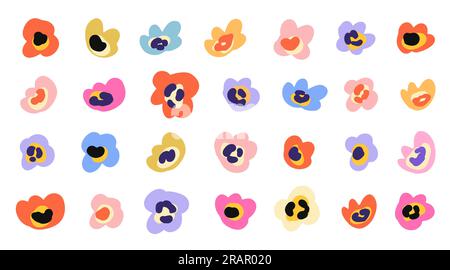 Set di fiori disegnati a mano. Art Collection con clip floreali Illustrazione Vettoriale