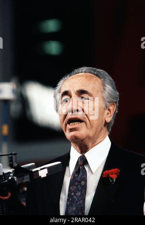 Shimon Peres (1923 - 216), leader del Partito laburista israeliano e presidente di Israele dal 2007 al 2014; vincitore del Premio Nobel per la pace Foto Stock