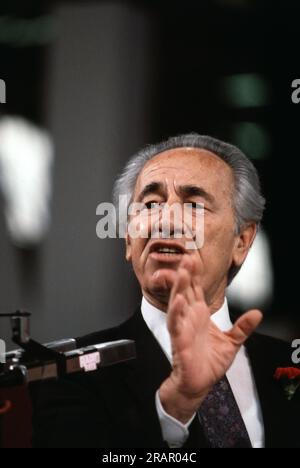 Shimon Peres (1923 - 216), leader del Partito laburista israeliano e presidente di Israele dal 2007 al 2014; vincitore del Premio Nobel per la pace Foto Stock