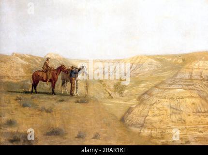 Painting Cowboys in the Bad Lands 1888 di Thomas Eakins Foto Stock