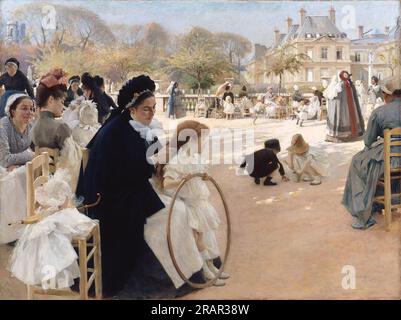 I Giardini di Lussemburgo, Parigi 1887 di Albert Edelfelt Foto Stock