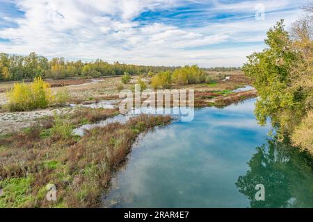 fiume scrivia, rivalta scrivia, italia Foto Stock