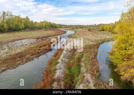 fiume scrivia, rivalta scrivia, italia Foto Stock