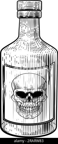 Etichetta di avvertenza vintage per il cranio della bottiglia di veleno Illustrazione Vettoriale