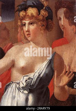 Mosè difende le Figlie di Ietro (dettaglio) 1524 di Rosso Fiorentino Foto Stock