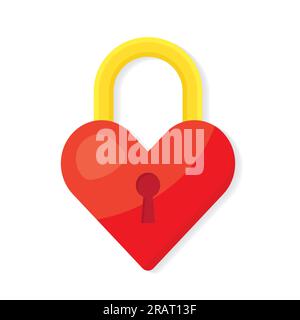 Lucchetto a forma di cuore; Love, Valentine's Day Concept - illustrazione vettoriale Illustrazione Vettoriale