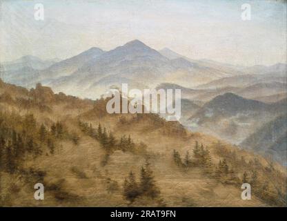 Paesaggio con il Rosenberg nelle montagne boeme di Caspar David Friedrich Foto Stock