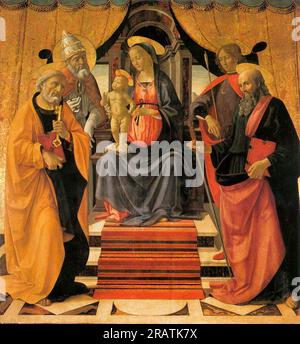 Madonna col bambino in trono con Santi 1479 di Domenico Ghirlandaio Foto Stock