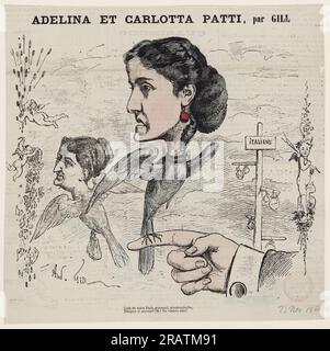 Caricatura di Adelina e Carlotta Patti 1866 di André Gill Foto Stock