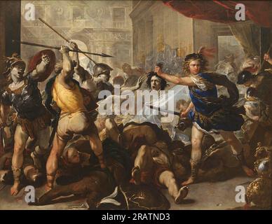 Perseus Turning Phineas and His Followers to Stone di Luca Giordano Foto Stock