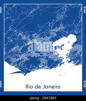 Rio de Janeiro Brasile Sudamerica Mappa della città stampa blu illustrazione vettoriale Illustrazione Vettoriale