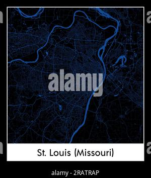 St Louis Missouri Stati Uniti Nord America città mappa blu stampa illustrazione vettoriale Illustrazione Vettoriale