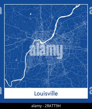 Louisville Stati Uniti Nord America mappa blu stampa vettoriale illustrazione Illustrazione Vettoriale