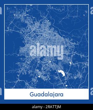 Guadalajara Messico Nord America Mappa della città stampa blu illustrazione vettoriale Illustrazione Vettoriale