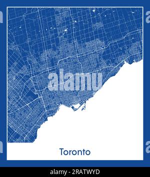 Illustrazione vettoriale con stampa blu della mappa di Toronto Canada Nord America Illustrazione Vettoriale
