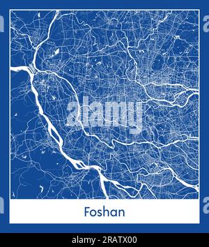 Illustrazione vettoriale Foshan China Asia City MAP Blue print Illustrazione Vettoriale