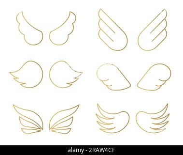 serie di icone con ali dorate - illustrazione vettoriale Illustrazione Vettoriale