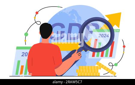 Uomo con concetto di prodotto interno lordo Illustrazione Vettoriale