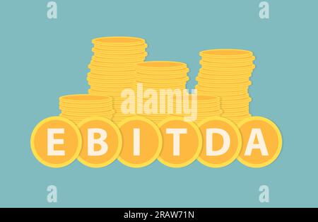 EBITDA (utili al lordo di interessi, imposte, ammortamento e ammortamento) scritto sulle monete - illustrazione vettoriale Illustrazione Vettoriale