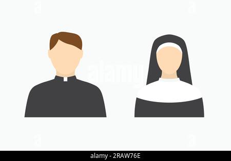 sacerdote cattolico e monaca icona - illustrazione vettoriale Illustrazione Vettoriale