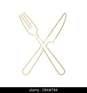 posate dorate incrociate: forchetta e coltello - illustrazione vettoriale Illustrazione Vettoriale