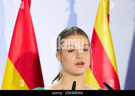 Caldes de Malavella. Spagna. 20230706, la Principessa Leonor partecipa alla cerimonia di premiazione dei "premi della Fondazione Principessa di Girona 2023" al Camiral Hotel il 6 luglio 2023 a Caldes de Malavella, Girona, Spagna Foto Stock