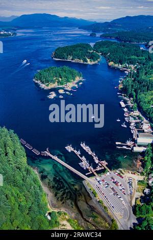 Immagine aerea di Quadra Island, British Columbia, Canada Foto Stock