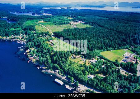 Immagine aerea di Quadra Island, British Columbia, Canada Foto Stock