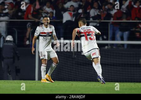 San Paolo, Brasile. 5 luglio 2023. Partita tra San Paolo e Palmeiras per i quarti di finale della Coppa del Brasile 2023, presso l'Estadio Cicero Pompeu de Toledo, Morumbi, nella notte di mercoledì 05. Adriana Spaca/SPP (Adriana Spaca/SPP) credito: SPP Sport Press Photo. /Alamy Live News Foto Stock