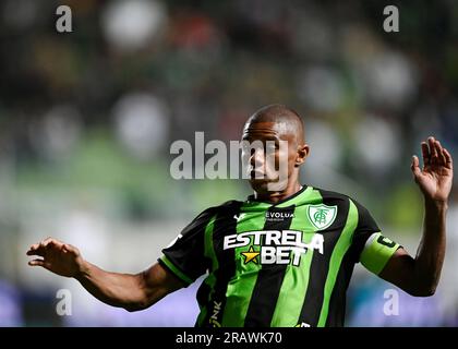 Belo Horizonte, Brasile. 5 luglio 2023. Juninho of America Mineiro, durante la partita tra America Mineiro e Corinthians, per la Coppa del Brasile 2023, all'Arena Independencia Stadium, a Belo Horizonte il 5 luglio. Foto: Gledston Tavares/ Credit: DiaEsportivo/Alamy Live News Foto Stock