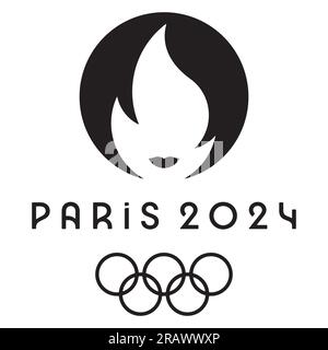 Olimpiadi estive 2024 Logo in Francia (Parigi 2024) e sfondo bianco, illustrazione vettoriale immagine editabile astratta Illustrazione Vettoriale