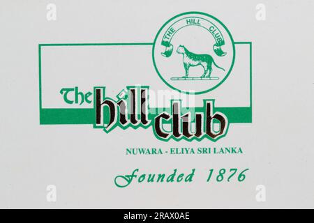 Biglietto d'ingresso all'Hill Club, Nuwara Eliya, Sri Lanka, 2002 Foto Stock