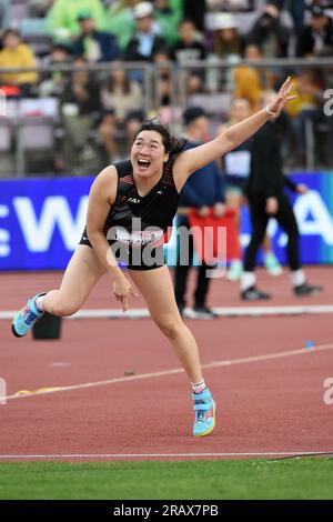 Haruka Kitaguchi (JPN) si piazza secondo nel giavellotto femminile a 207-10 (63 34 m) durante l'Athletiissima, venerdì 30 giugno 2023, a Losanna, Svizzera. (Jiro Mochizuki/immagine dello sport) Foto Stock