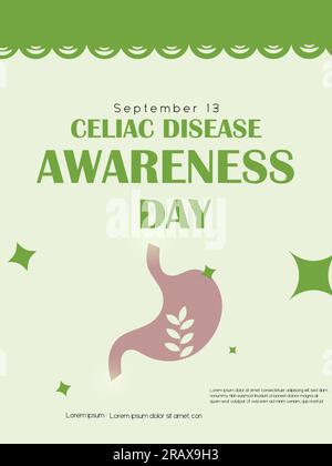 Giornata di sensibilizzazione sulla malattia celiaca 13 settembre poster e banner design concept. Illustrazione vettoriale. Illustrazione Vettoriale
