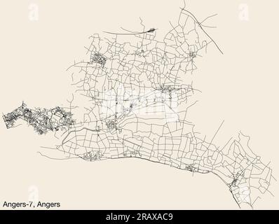 Mappa stradale di ANGERS-7 CANTON, ANGERS Illustrazione Vettoriale